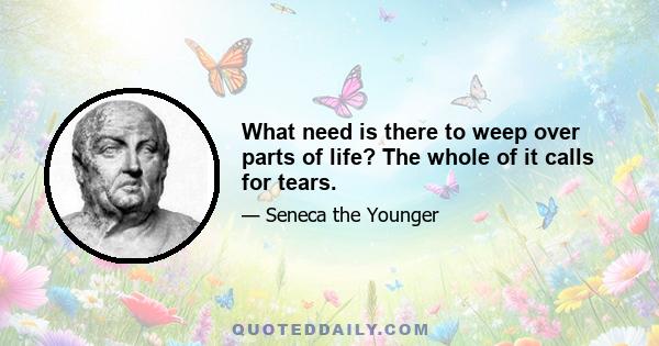 What need is there to weep over parts of life? The whole of it calls for tears.