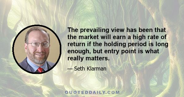 The prevailing view has been that the market will earn a high rate of return if the holding period is long enough, but entry point is what really matters.