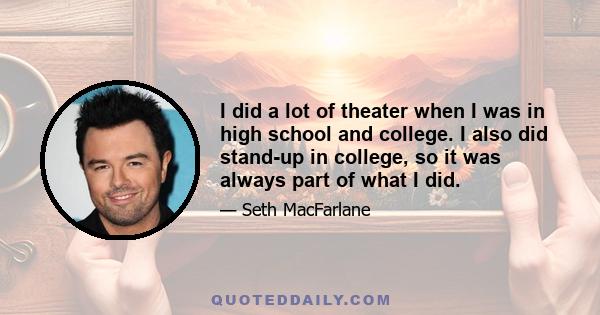 I did a lot of theater when I was in high school and college. I also did stand-up in college, so it was always part of what I did.