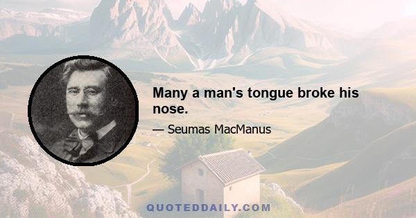 Many a man's tongue broke his nose.