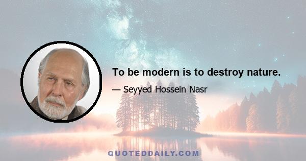 To be modern is to destroy nature.