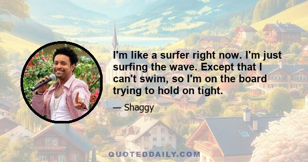 I'm like a surfer right now. I'm just surfing the wave. Except that I can't swim, so I'm on the board trying to hold on tight.