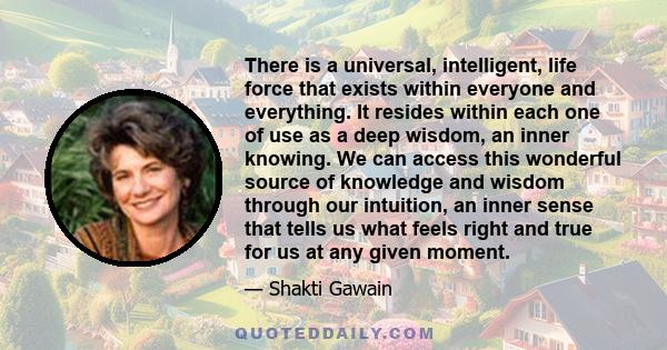 There is a universal, intelligent, life force that exists within everyone and everything. It resides within each one of use as a deep wisdom, an inner knowing. We can access this wonderful source of knowledge and wisdom 