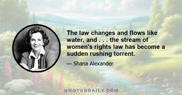 The law changes and flows like water, and . . . the stream of women's rights law has become a sudden rushing torrent.