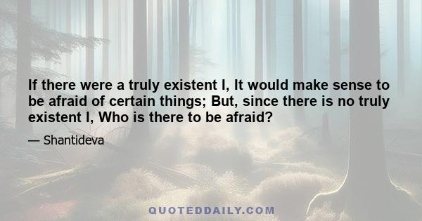 If there were a truly existent I, It would make sense to be afraid of certain things; But, since there is no truly existent I, Who is there to be afraid?