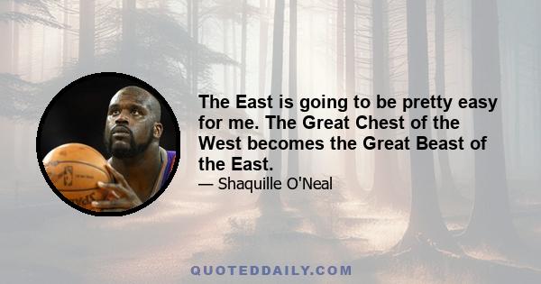 The East is going to be pretty easy for me. The Great Chest of the West becomes the Great Beast of the East.