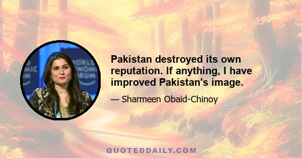 Pakistan destroyed its own reputation. If anything, I have improved Pakistan's image.