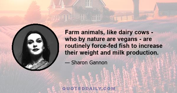 Farm animals, like dairy cows - who by nature are vegans - are routinely force-fed fish to increase their weight and milk production.