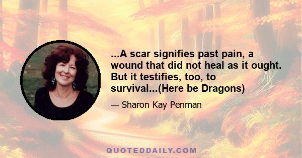 ...A scar signifies past pain, a wound that did not heal as it ought. But it testifies, too, to survival...(Here be Dragons)