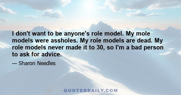 I don't want to be anyone's role model. My mole models were assholes. My role models are dead. My role models never made it to 30, so I'm a bad person to ask for advice.