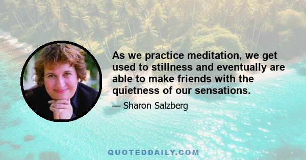 As we practice meditation, we get used to stillness and eventually are able to make friends with the quietness of our sensations.