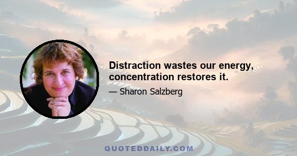 Distraction wastes our energy, concentration restores it.