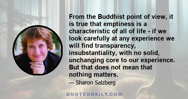 From the Buddhist point of view, it is true that emptiness is a characteristic of all of life - if we look carefully at any experience we will find transparency, insubstantiality, with no solid, unchanging core to our