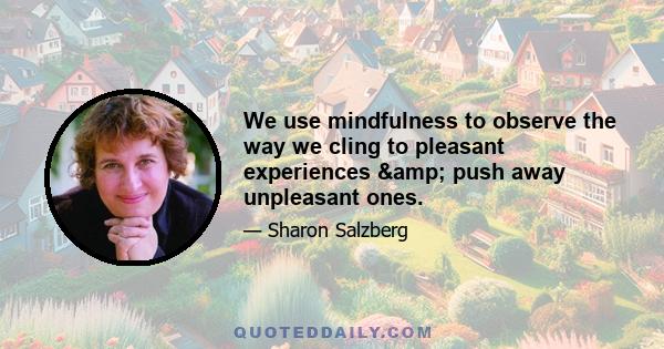 We use mindfulness to observe the way we cling to pleasant experiences & push away unpleasant ones.