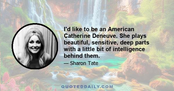 I'd like to be an American Catherine Deneuve. She plays beautiful, sensitive, deep parts with a little bit of intelligence behind them.