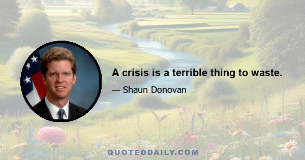 A crisis is a terrible thing to waste.