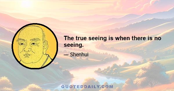 The true seeing is when there is no seeing.