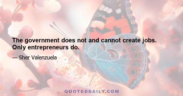 The government does not and cannot create jobs. Only entrepreneurs do.