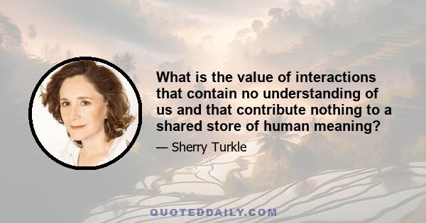 What is the value of interactions that contain no understanding of us and that contribute nothing to a shared store of human meaning?