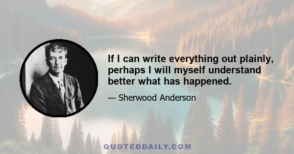 If I can write everything out plainly, perhaps I will myself understand better what has happened.