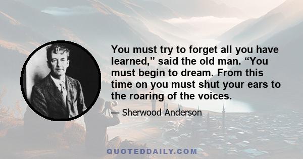 You must try to forget all you have learned,” said the old man. “You must begin to dream. From this time on you must shut your ears to the roaring of the voices.