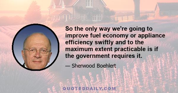 So the only way we're going to improve fuel economy or appliance efficiency swiftly and to the maximum extent practicable is if the government requires it.