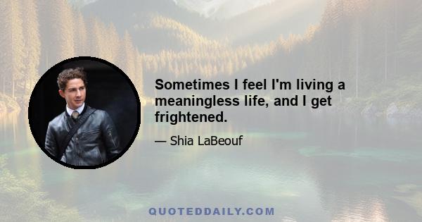 Sometimes I feel I'm living a meaningless life, and I get frightened.