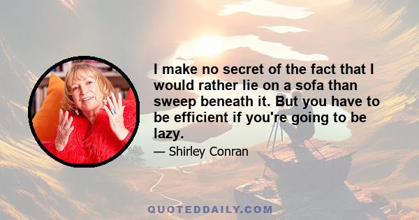 I make no secret of the fact that I would rather lie on a sofa than sweep beneath it. But you have to be efficient if you're going to be lazy.