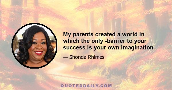 My parents created a world in which the only ­barrier to your success is your own imagination.