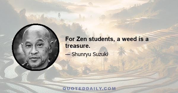 For Zen students, a weed is a treasure.