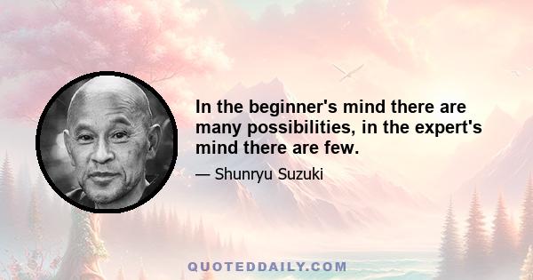 In the beginner's mind there are many possibilities, in the expert's mind there are few.