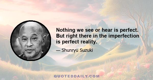 Nothing we see or hear is perfect. But right there in the imperfection is perfect reality.