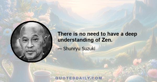 There is no need to have a deep understanding of Zen.