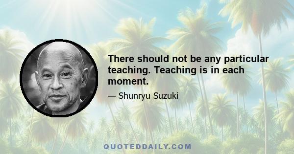 There should not be any particular teaching. Teaching is in each moment.