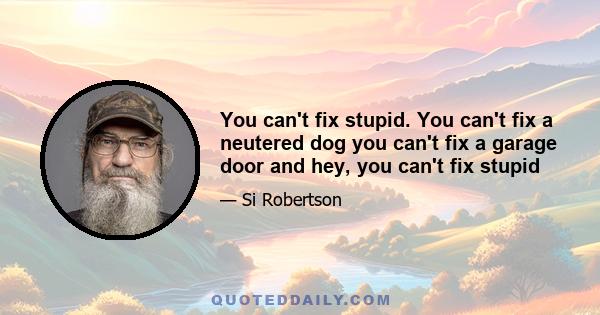 You can't fix stupid. You can't fix a neutered dog you can't fix a garage door and hey, you can't fix stupid