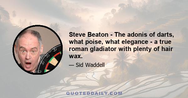 Steve Beaton - The adonis of darts, what poise, what elegance - a true roman gladiator with plenty of hair wax.