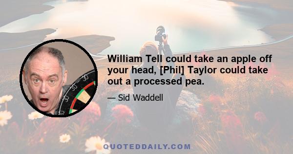 William Tell could take an apple off your head, [Phil] Taylor could take out a processed pea.