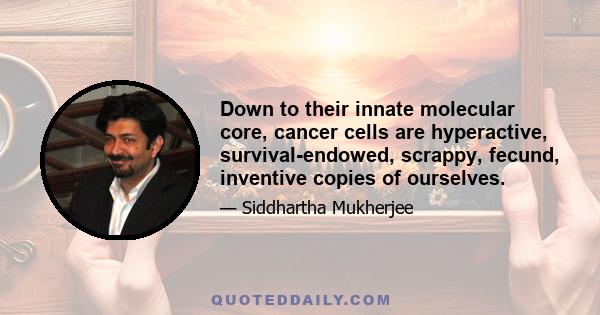 Down to their innate molecular core, cancer cells are hyperactive, survival-endowed, scrappy, fecund, inventive copies of ourselves.