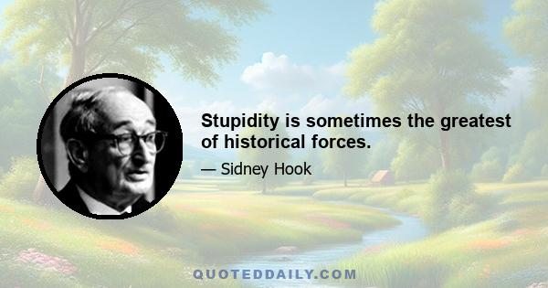 Stupidity is sometimes the greatest of historical forces.