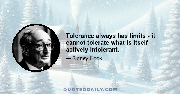 Tolerance always has limits - it cannot tolerate what is itself actively intolerant.