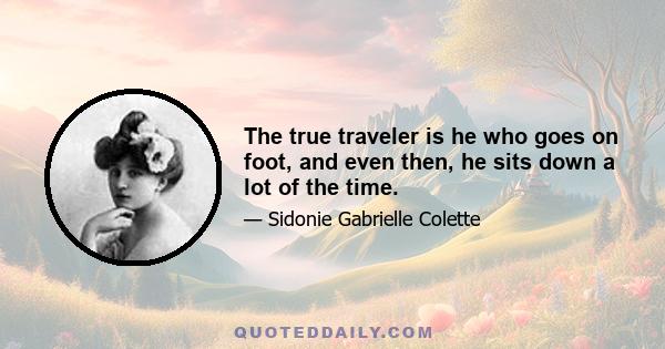 The true traveler is he who goes on foot, and even then, he sits down a lot of the time.