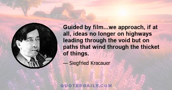 Guided by film...we approach, if at all, ideas no longer on highways leading through the void but on paths that wind through the thicket of things.