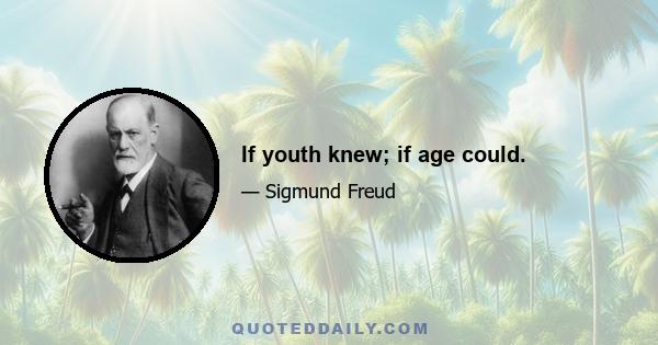 If youth knew; if age could.