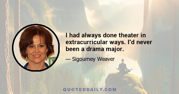 I had always done theater in extracurricular ways. I'd never been a drama major.