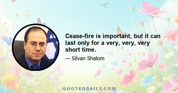 Cease-fire is important, but it can last only for a very, very, very short time.