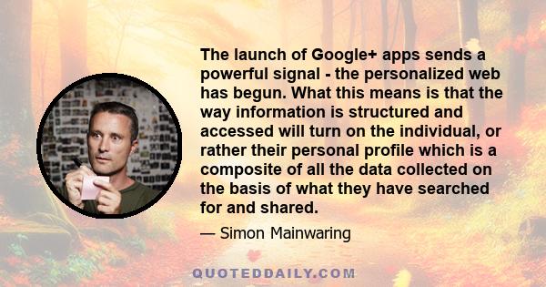 The launch of Google+ apps sends a powerful signal - the personalized web has begun. What this means is that the way information is structured and accessed will turn on the individual, or rather their personal profile