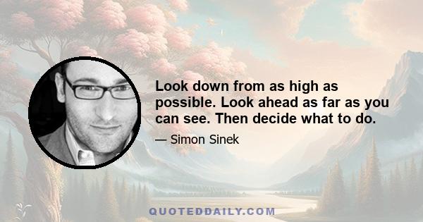 Look down from as high as possible. Look ahead as far as you can see. Then decide what to do.