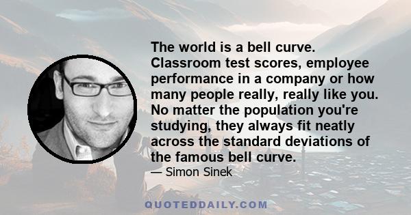 The world is a bell curve. Classroom test scores, employee performance in a company or how many people really, really like you. No matter the population you're studying, they always fit neatly across the standard