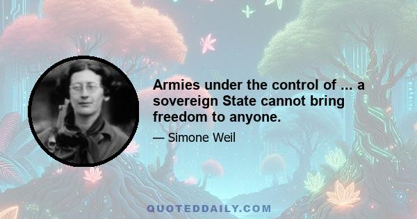 Armies under the control of ... a sovereign State cannot bring freedom to anyone.