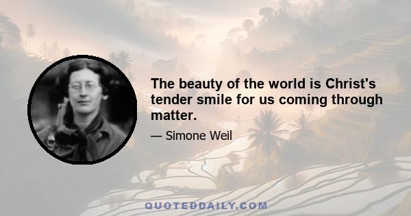 The beauty of the world is Christ's tender smile for us coming through matter.